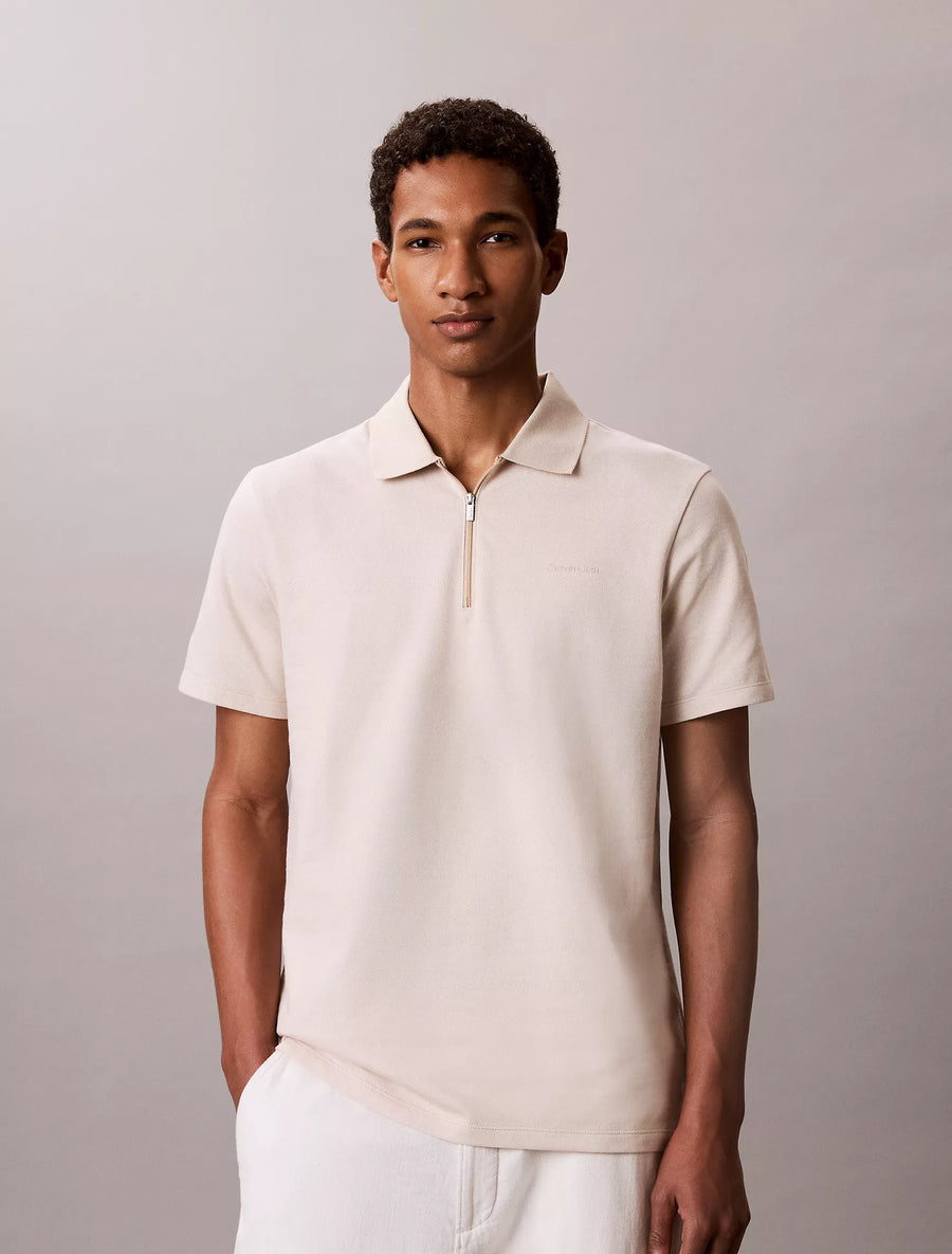 Clavin Klein Herringbone Zip Polo Shirt