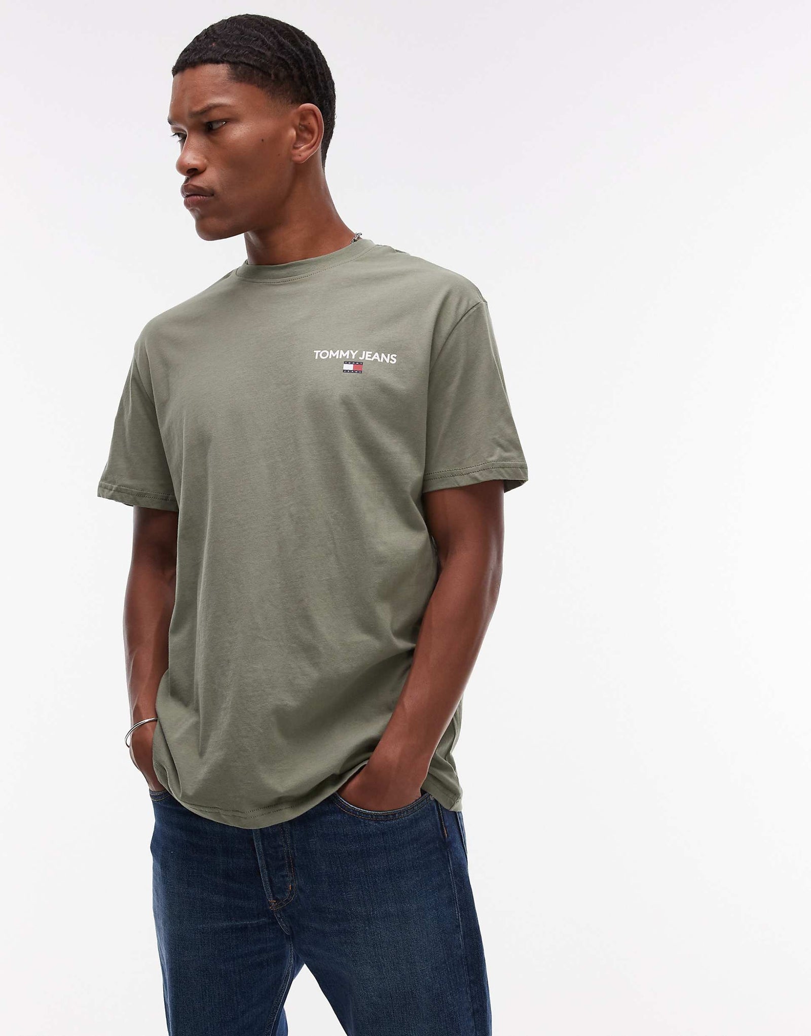Tommy Jeans classic back print linear logo T-shirt in green