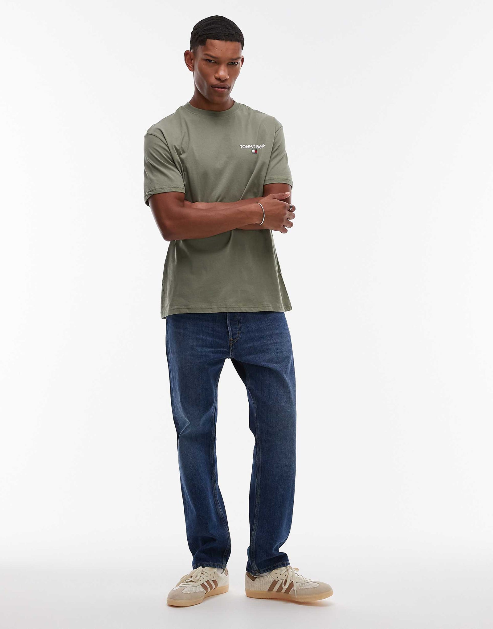 Tommy Jeans classic back print linear logo T-shirt in green