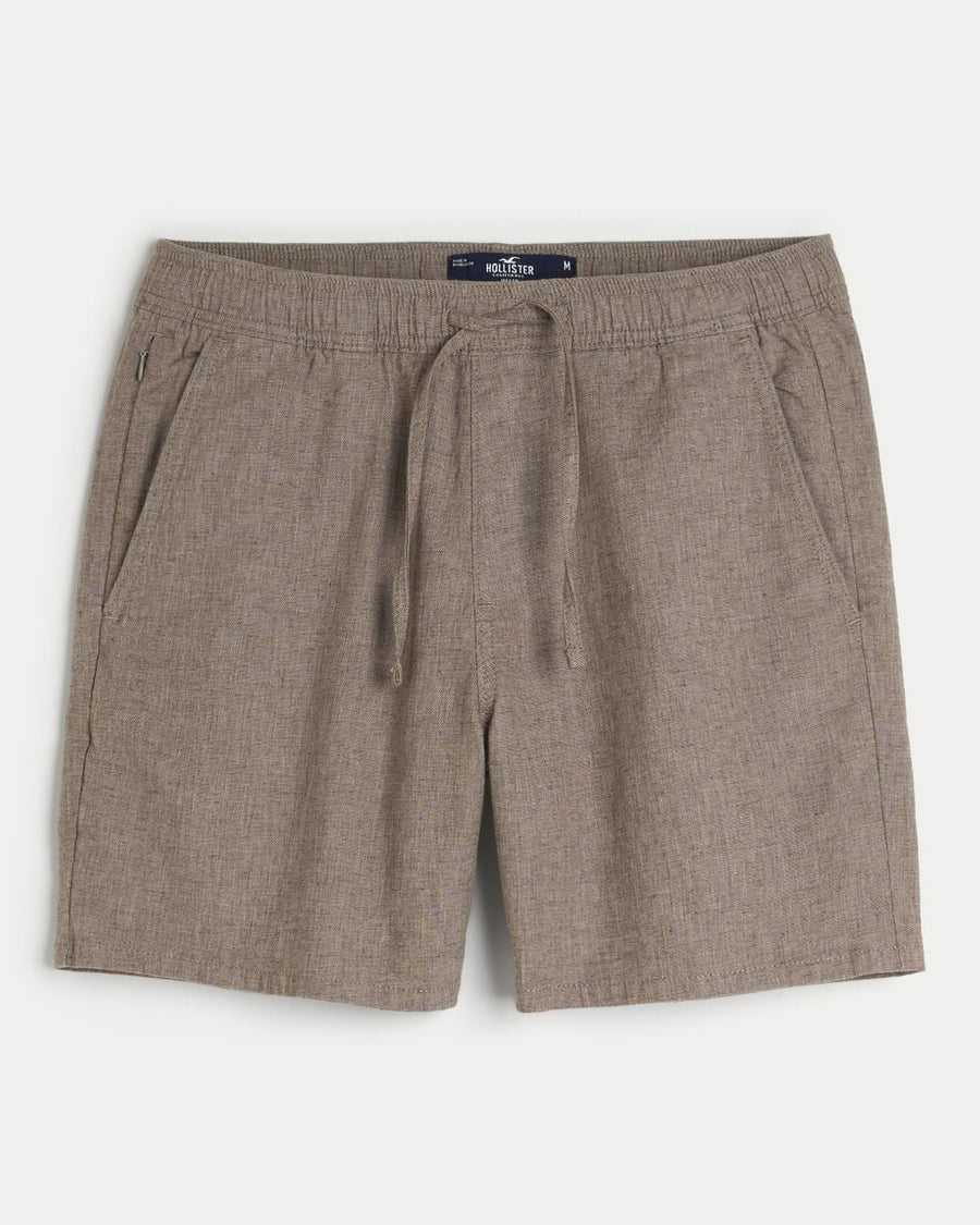 Hollster LINEN-BLEND PULL-ON SHORTS 7"