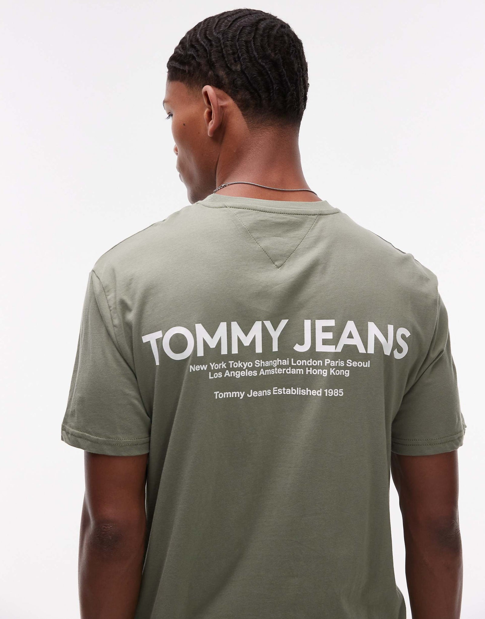 Tommy Jeans classic back print linear logo T-shirt in green