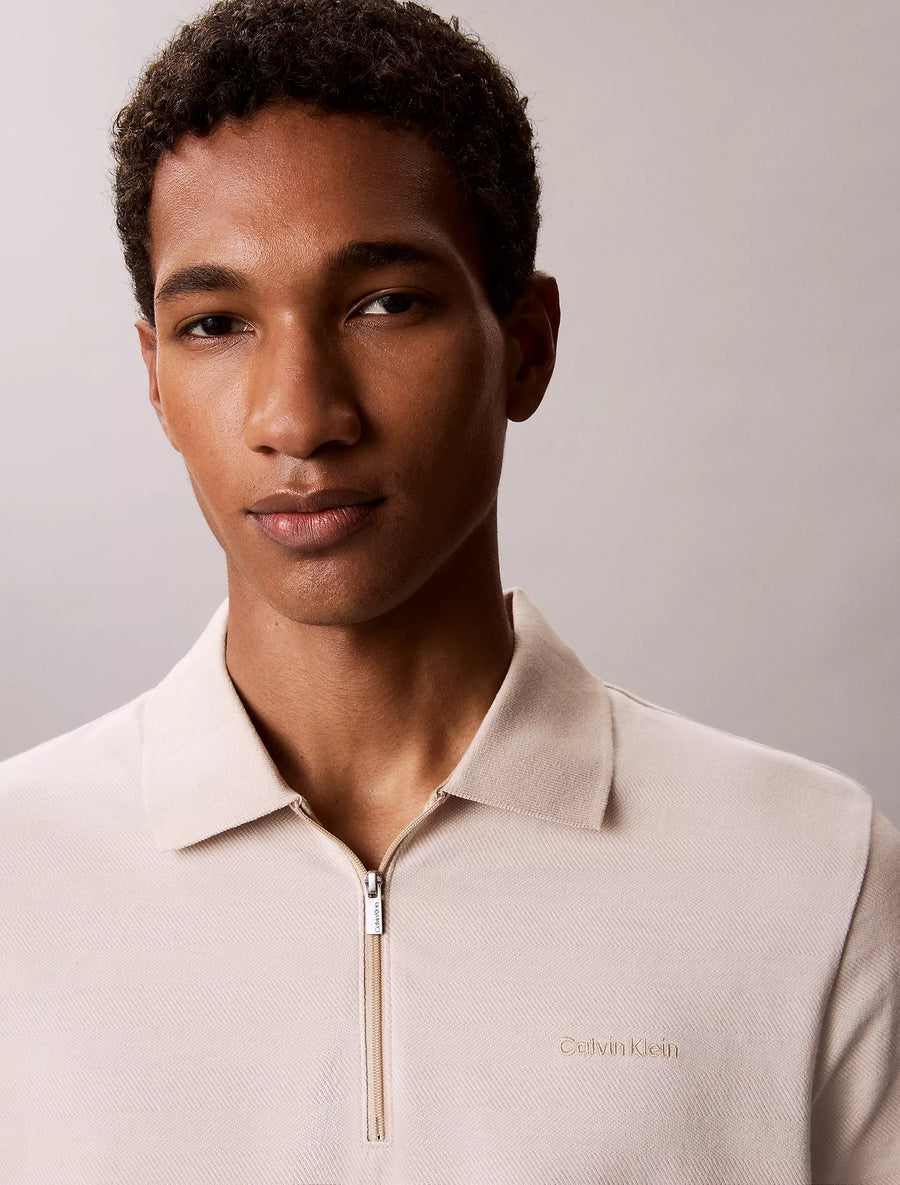Clavin Klein Herringbone Zip Polo Shirt