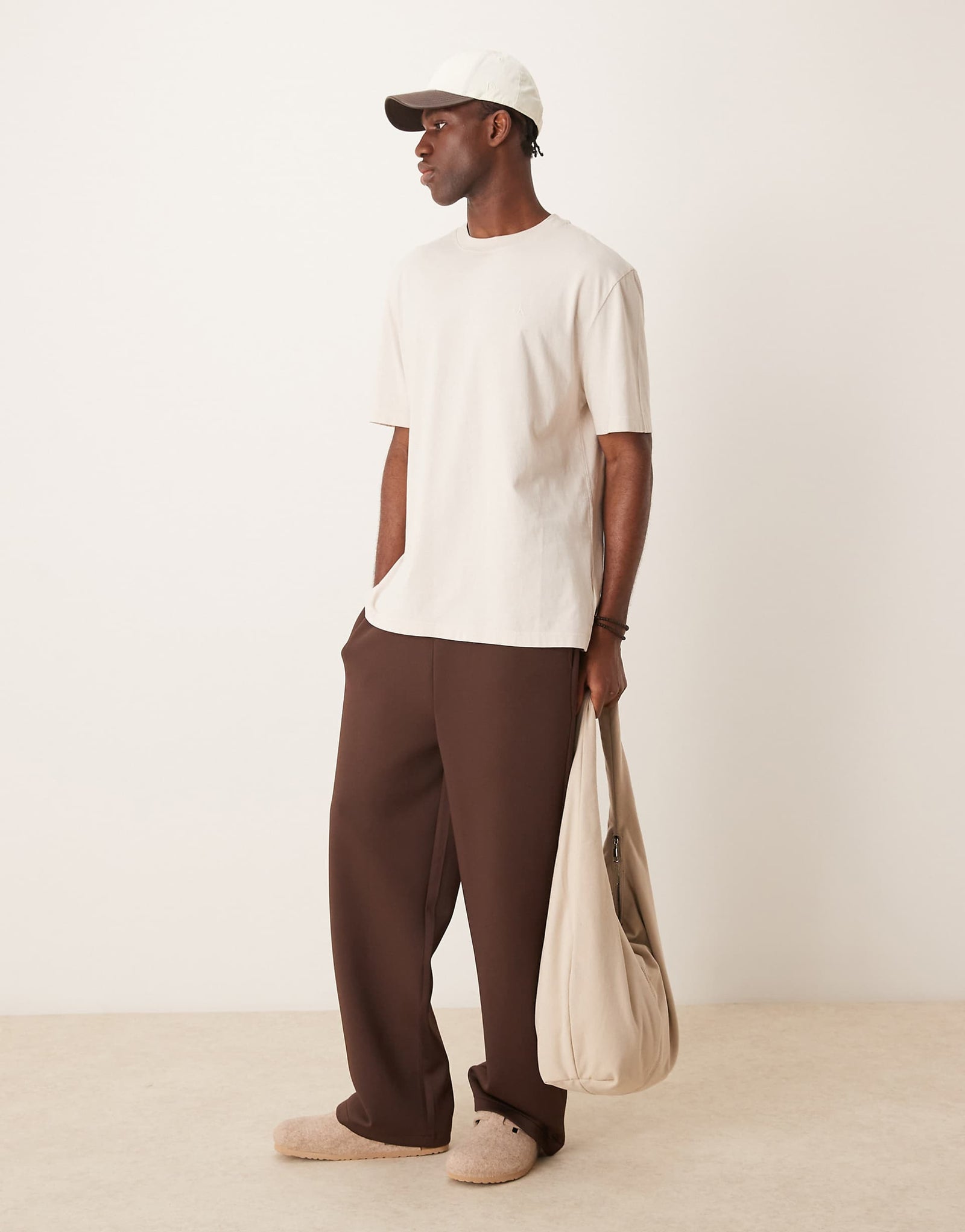 Calvin Klein Jeans logo back print t-shirt in washed oatmeal.