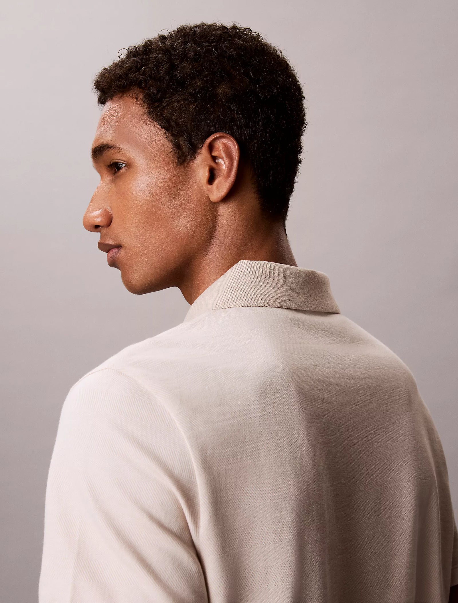 Clavin Klein Herringbone Zip Polo Shirt