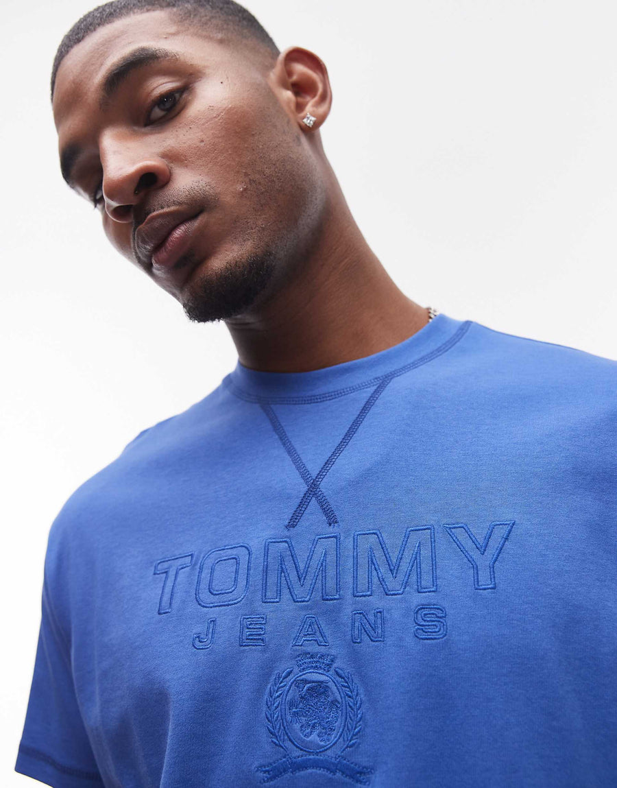 Tommy Jeans tonal crest t-shirt in blue.